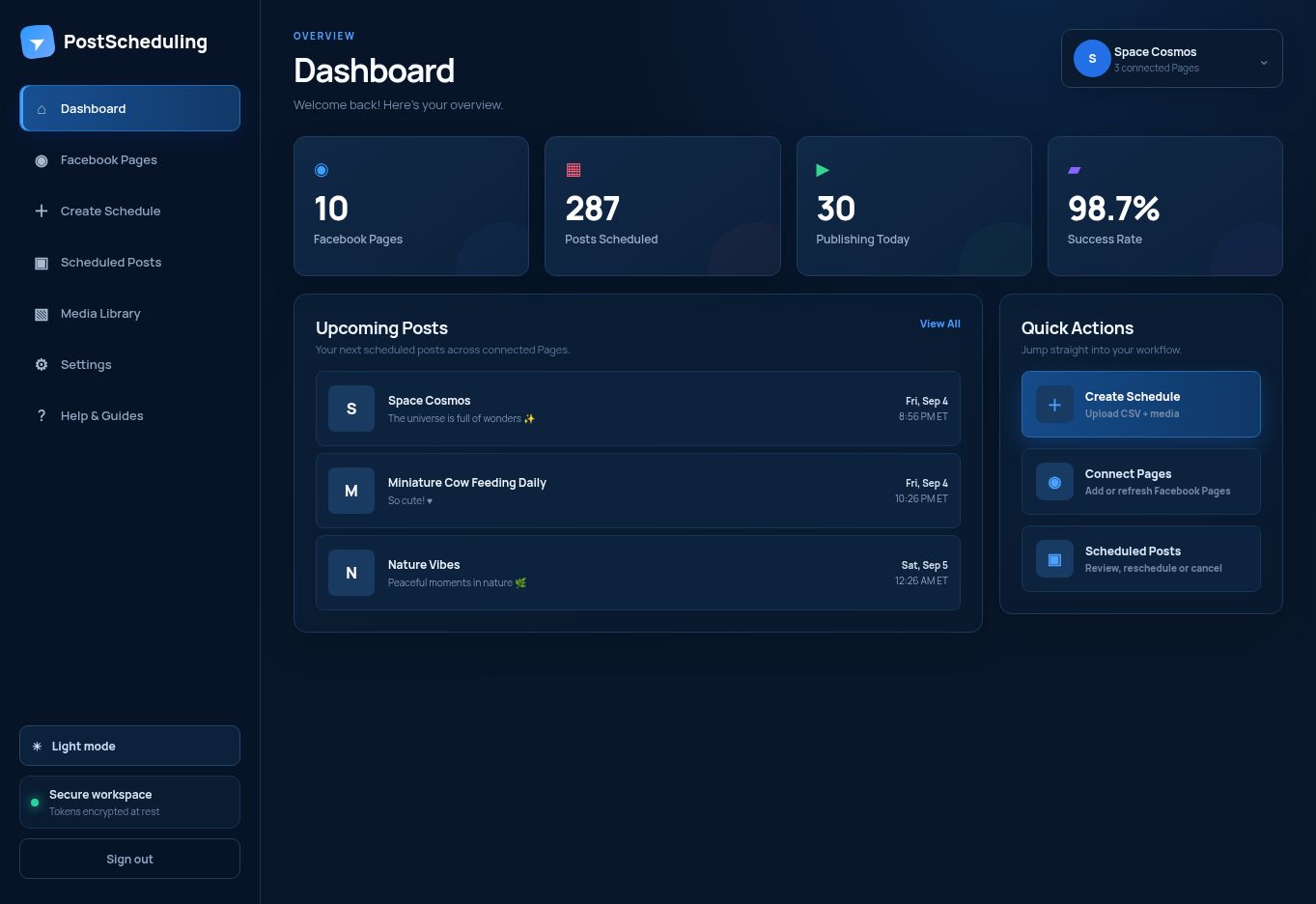 PostScheduling bulk scheduling dashboard preview