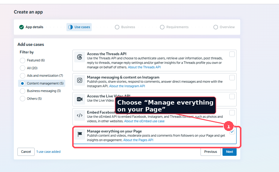 Select Manage everything on your Page