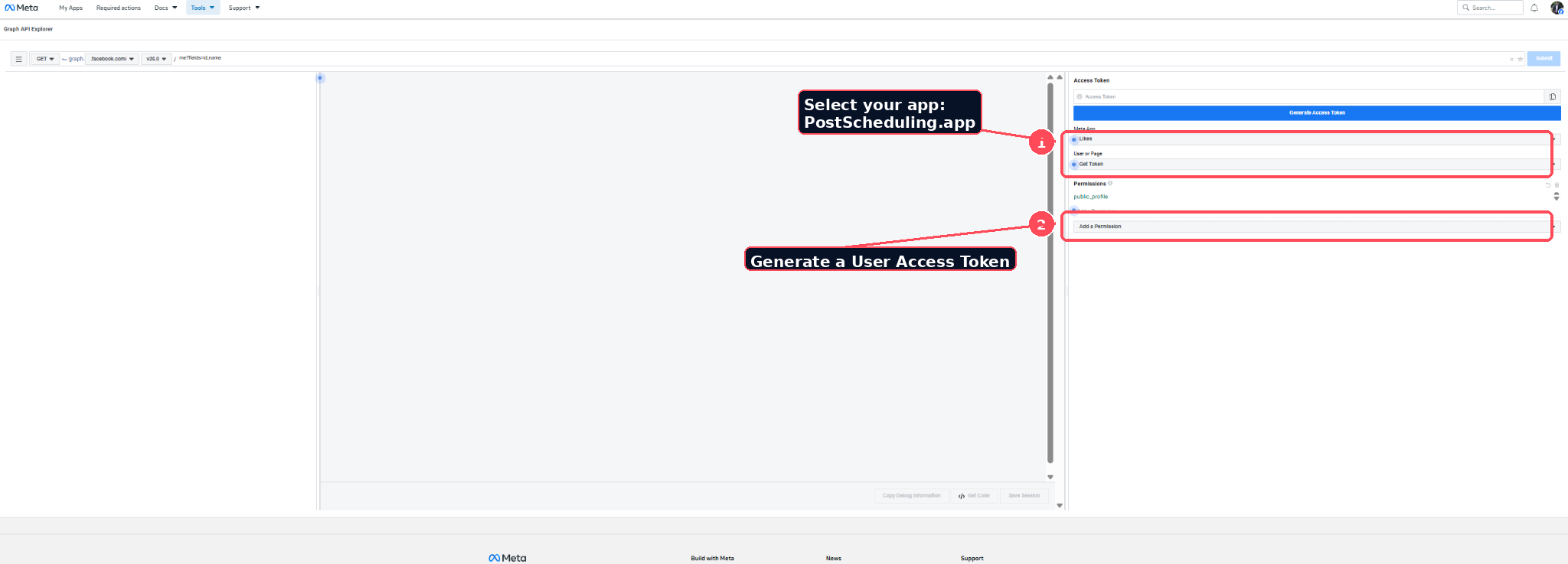 Meta Graph API Explorer setup